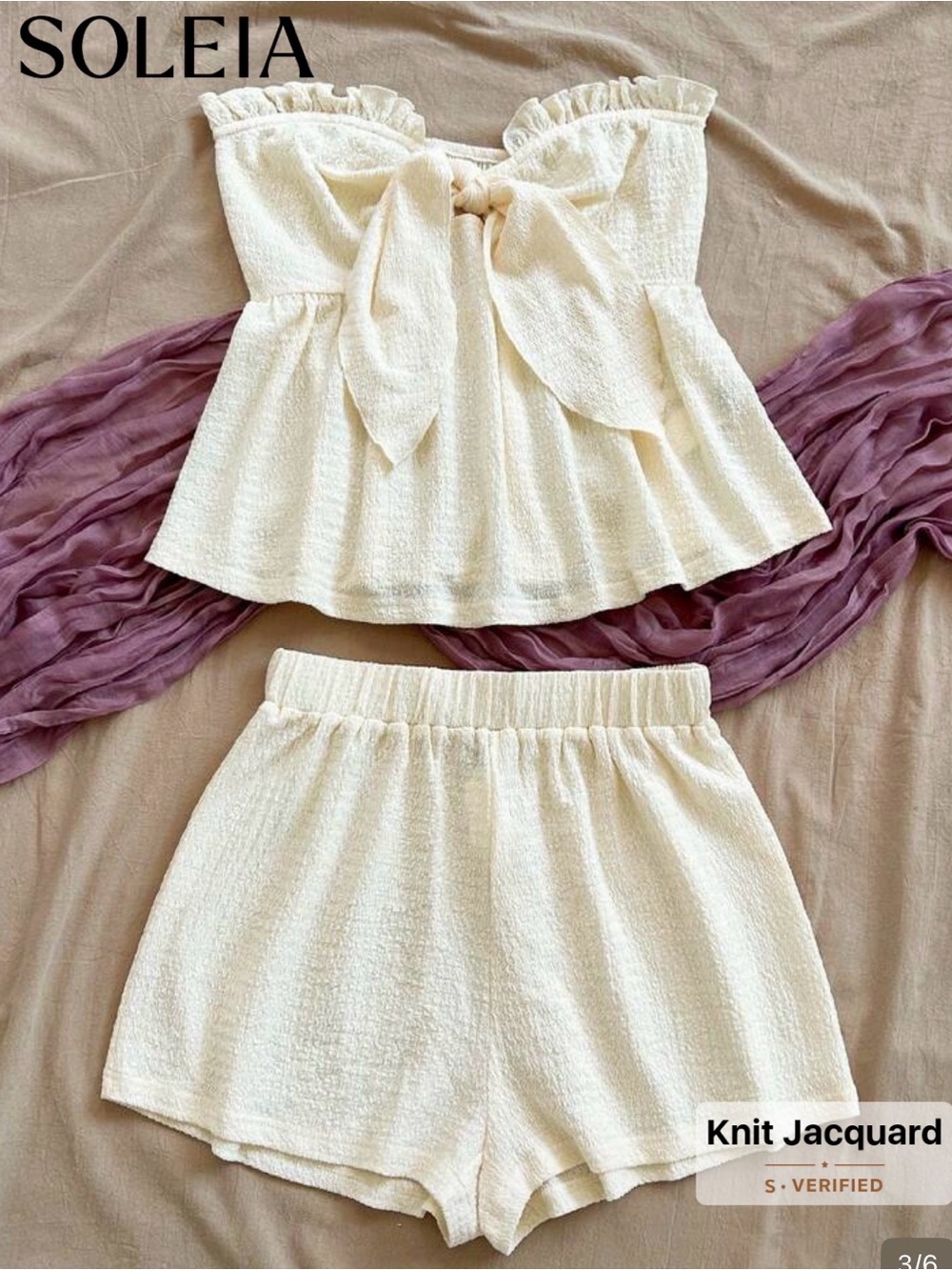 Cream Knit Jacquard Girls' Two-Piece Dress Set